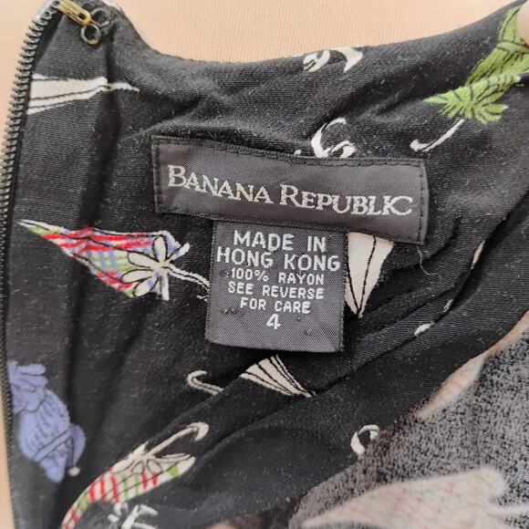 BANANA REPUBLIC midi DRESS vintage umbrellas novelty print made in hong kong - Picture 13 of 13